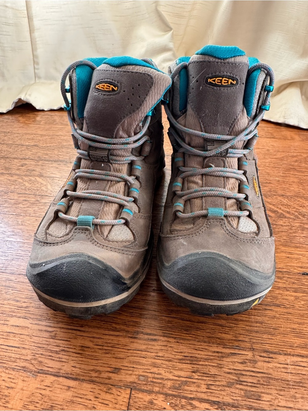 Keen Gray Hiking Boots with Teal Accents
